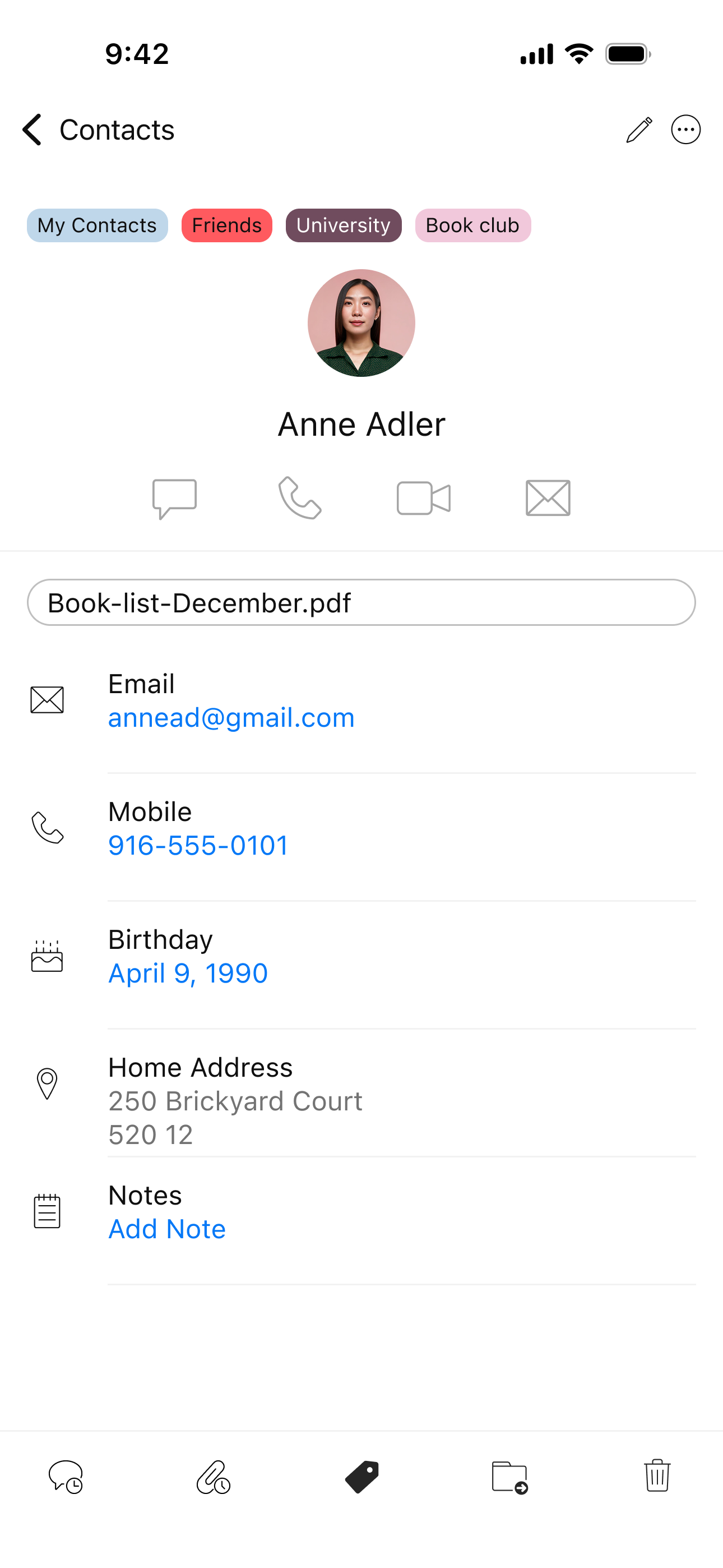 eM Client Mobile App: Contact